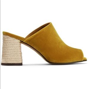 Castañer ‘Faram’ yellow velvet mules